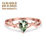 14K Gold 0.75ct Pear Art Deco G SI Diamond Engagement Ring Size 6.5
