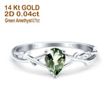 14K Gold 0.75ct Pear Art Deco G SI Diamond Engagement Ring Size 6.5