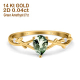 14K Gold 0.75ct Pear Art Deco G SI Diamond Engagement Ring Size 6.5