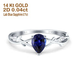 14K Gold 0.75ct Pear Art Deco G SI Diamond Engagement Ring Size 6.5