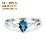 14K Gold 0.75ct Pear Art Deco G SI Diamond Engagement Ring Size 6.5
