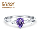14K Gold 0.75ct Pear Art Deco G SI Diamond Engagement Ring Size 6.5