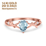 14K Gold 0.75ct Pear Art Deco G SI Diamond Engagement Ring Size 6.5
