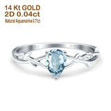 14K Gold 0.75ct Pear Art Deco G SI Diamond Engagement Ring Size 6.5