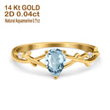 14K Gold 0.75ct Pear Art Deco G SI Diamond Engagement Ring Size 6.5