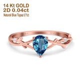 14K Gold 0.75ct Pear Art Deco G SI Diamond Engagement Ring Size 6.5