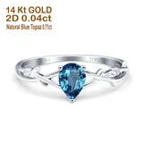 14K Gold 0.75ct Pear Art Deco G SI Diamond Engagement Ring Size 6.5