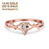 14K Gold 0.75ct Pear Art Deco G SI Diamond Engagement Ring Size 6.5