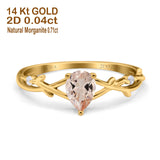 14K Gold 0.75ct Pear Art Deco G SI Diamond Engagement Ring Size 6.5