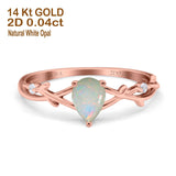 14K Gold 0.75ct Pear Art Deco G SI Diamond Engagement Ring Size 6.5