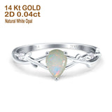 14K Gold 0.75ct Pear Art Deco G SI Diamond Engagement Ring Size 6.5