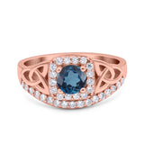 14K Gold 0.69ct Round Art Deco 5mm G SI Diamond Engagement Wedding Ring