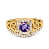 14K Gold 0.69ct Round Art Deco 5mm G SI Diamond Engagement Wedding Ring