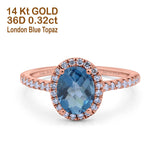 14K Gold 0.93ct Oval G SI Diamond Engagement Ring Size 6.5