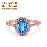 14K Gold 0.93ct Oval G SI Diamond Engagement Ring Size 6.5