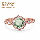 14K Gold Round Vintage Art Deco 1.44ct G SI Diamond Engagement Ring Size 6.5