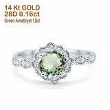 14K Gold Round Vintage Art Deco 1.44ct G SI Diamond Engagement Ring Size 6.5