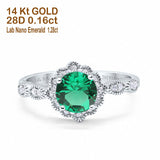 14K Gold Round Vintage Art Deco 1.44ct G SI Diamond Engagement Ring Size 6.5