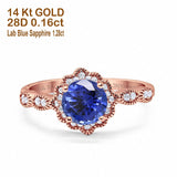 14K Gold Round Vintage Art Deco 1.44ct G SI Diamond Engagement Ring Size 6.5