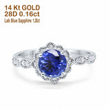 14K Gold Round Vintage Art Deco 1.44ct G SI Diamond Engagement Ring Size 6.5