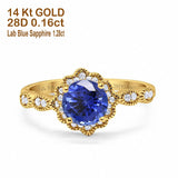 14K Gold Round Vintage Art Deco 1.44ct G SI Diamond Engagement Ring Size 6.5
