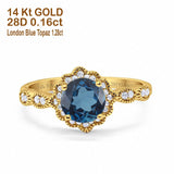 14K Gold Round Vintage Art Deco 1.44ct G SI Diamond Engagement Ring Size 6.5