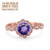 14K Gold Round Vintage Art Deco 1.44ct G SI Diamond Engagement Ring Size 6.5