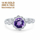 14K Gold Round Vintage Art Deco 1.44ct G SI Diamond Engagement Ring Size 6.5
