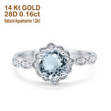 14K Gold Round Vintage Art Deco 1.44ct G SI Diamond Engagement Ring Size 6.5