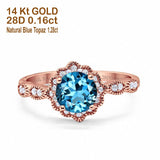 14K Gold Round Vintage Art Deco 1.44ct G SI Diamond Engagement Ring Size 6.5