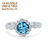14K Gold Round Vintage Art Deco 1.44ct G SI Diamond Engagement Ring Size 6.5