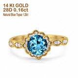 14K Gold Round Vintage Art Deco 1.44ct G SI Diamond Engagement Ring Size 6.5