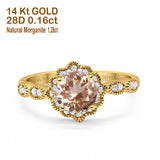 14K Gold Round Vintage Art Deco 1.44ct G SI Diamond Engagement Ring Size 6.5