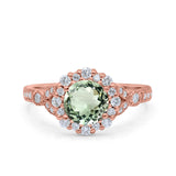 14K Gold 1.25ct Floral Art Deco Round 6mm G SI Diamond Engagement Wedding Ring