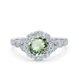14K Gold 1.25ct Floral Art Deco Round 6mm G SI Diamond Engagement Wedding Ring