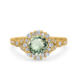 14K Gold 1.25ct Floral Art Deco Round 6mm G SI Diamond Engagement Wedding Ring