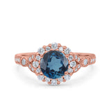 14K Gold 1.25ct Floral Art Deco Round 6mm G SI Diamond Engagement Wedding Ring