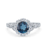 14K Gold 1.25ct Floral Art Deco Round 6mm G SI Diamond Engagement Wedding Ring