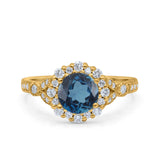 14K Gold 1.25ct Floral Art Deco Round 6mm G SI Diamond Engagement Wedding Ring