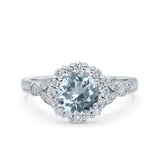 14K Gold 1.25ct Floral Art Deco Round 6mm G SI Diamond Engagement Wedding Ring