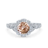 14K Gold 1.25ct Floral Art Deco Round 6mm G SI Diamond Engagement Wedding Ring