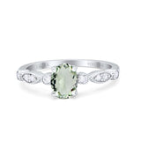 14K Gold 1.4ct Oval Vintage Style 8mmx6mm G SI Diamond Engagement Wedding Ring