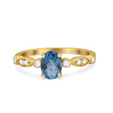 14K Gold 1.4ct Oval Vintage Style 8mmx6mm G SI Diamond Engagement Wedding Ring