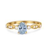 14K Gold 1.4ct Oval Vintage Style 8mmx6mm G SI Diamond Engagement Wedding Ring