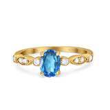 14K Gold 1.4ct Oval Vintage Style 8mmx6mm G SI Diamond Engagement Wedding Ring