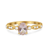 14K Gold 1.4ct Oval Vintage Style 8mmx6mm G SI Diamond Engagement Wedding Ring