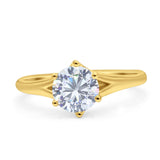 14K Gold Vintage Solitaire Round Cubic Zirconia Engagement Ring
