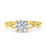 14K Gold Round Solitaire Celtic Cubic Zirconia Engagement Ring