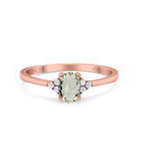 14K Gold 0.87ct Art Deco Oval 7mmx5mm G SI Diamond Engagement Wedding Ring