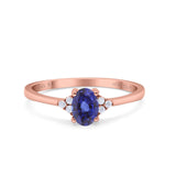 14K Gold 0.87ct Art Deco Oval 7mmx5mm G SI Diamond Engagement Wedding Ring